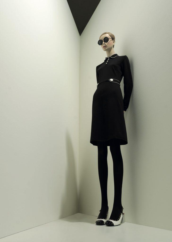 A single new Twiggy mannequin in a black dress